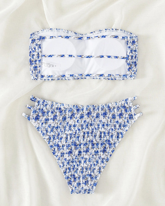 Tiny Floral Print Bandeau Bikini