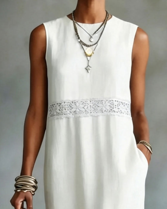 Sleeveless Lace Patchwork Dress