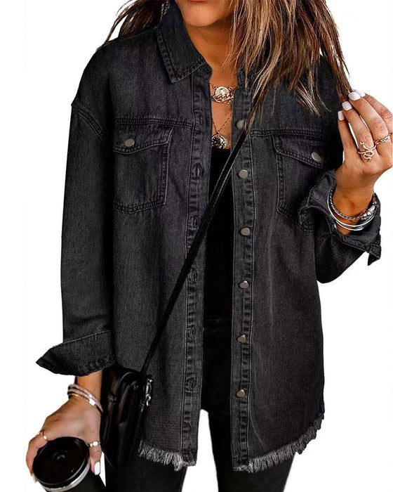 Frayed Hem Washed Shirt