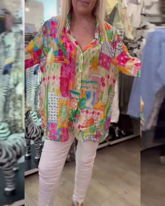 Colorful Stylish Lapel Shirt