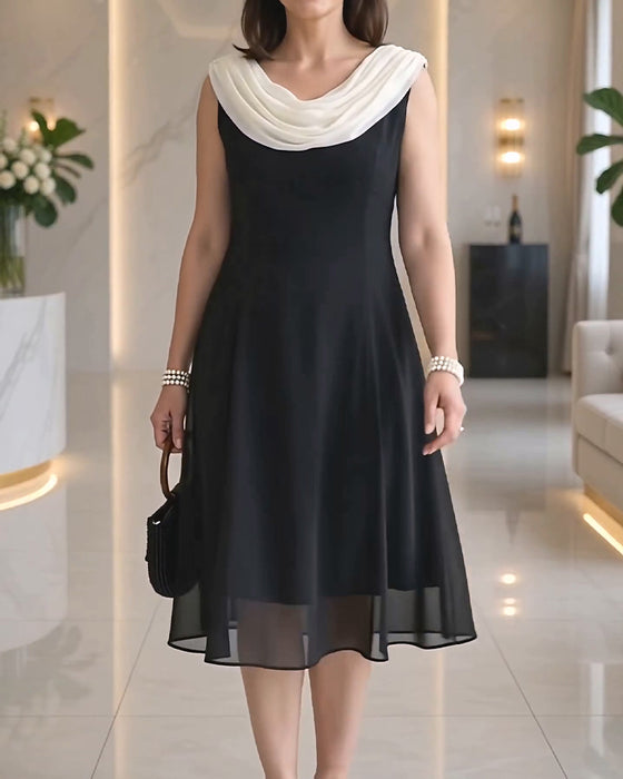 Mock-Neck Sleeveless Mesh Dress