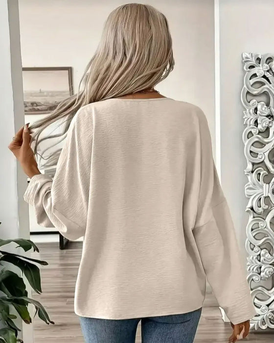 Solid Casual Long Sleeve Blouse