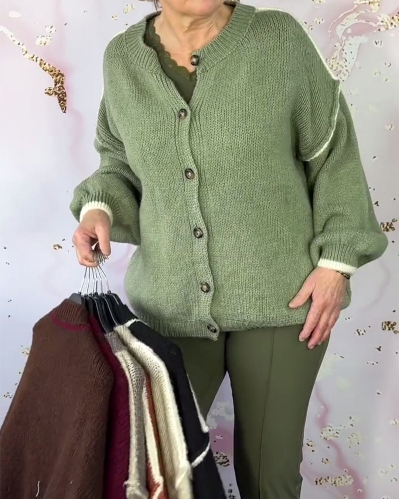 Solid Color Fashionable Long-Sleeved Casual Cardigan