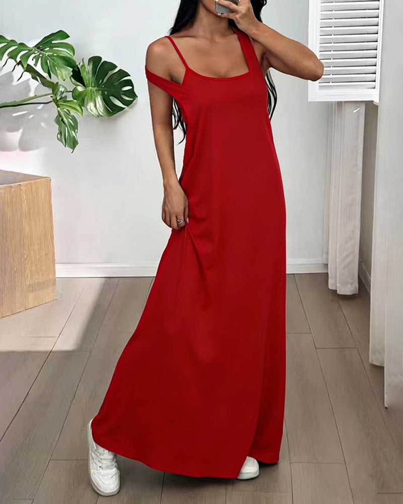 Solid Color Dress Two-Piece Set