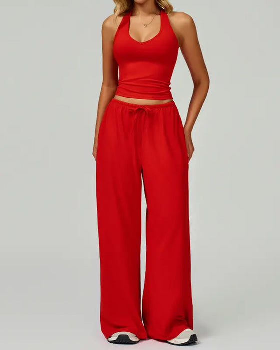 Halter V-Neck Casual Set
