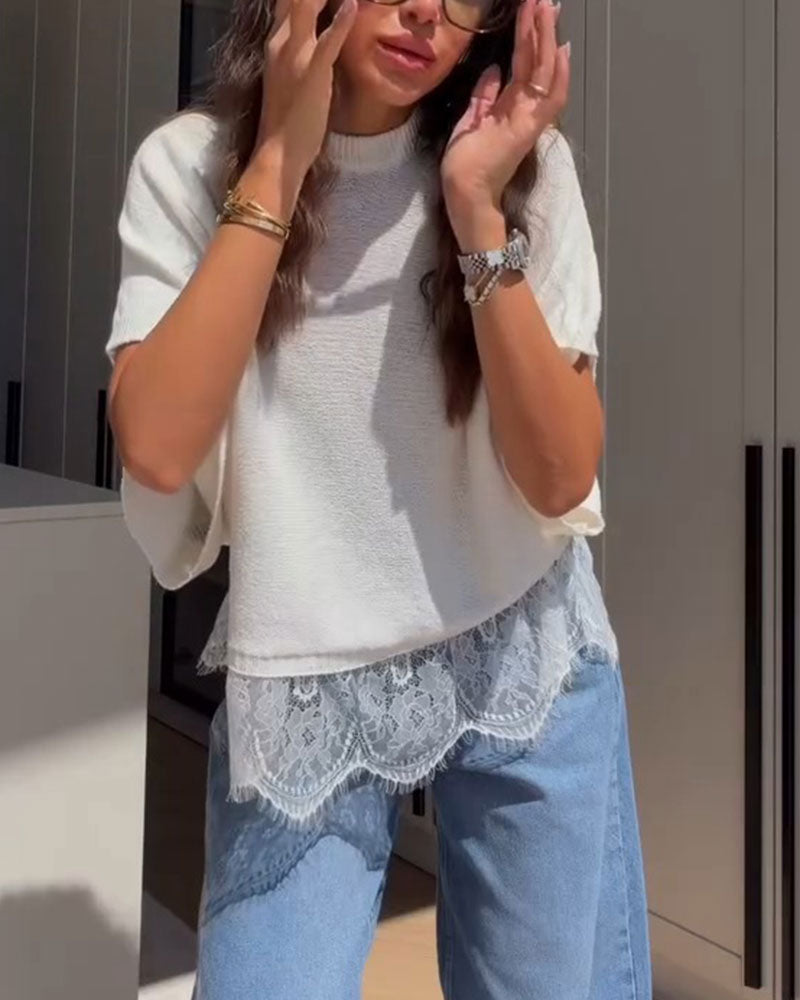 Crew Neck Casual Solid Pullovers