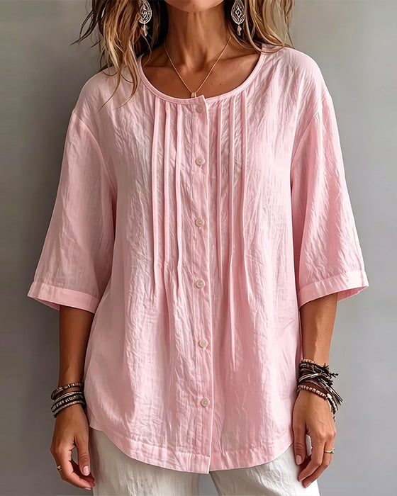 Casual Solid Color Half Sleeve Blouse
