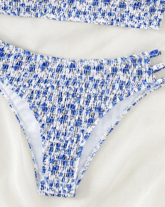 Tiny Floral Print Bandeau Bikini