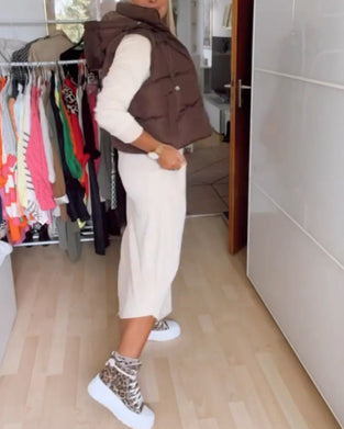 Solid color hooded vest coat