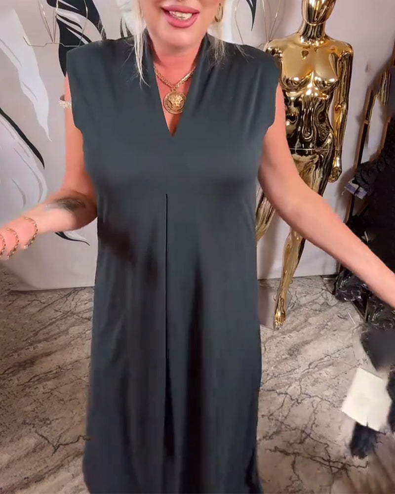 V-Neck Fashionable Sleeveless Dress
