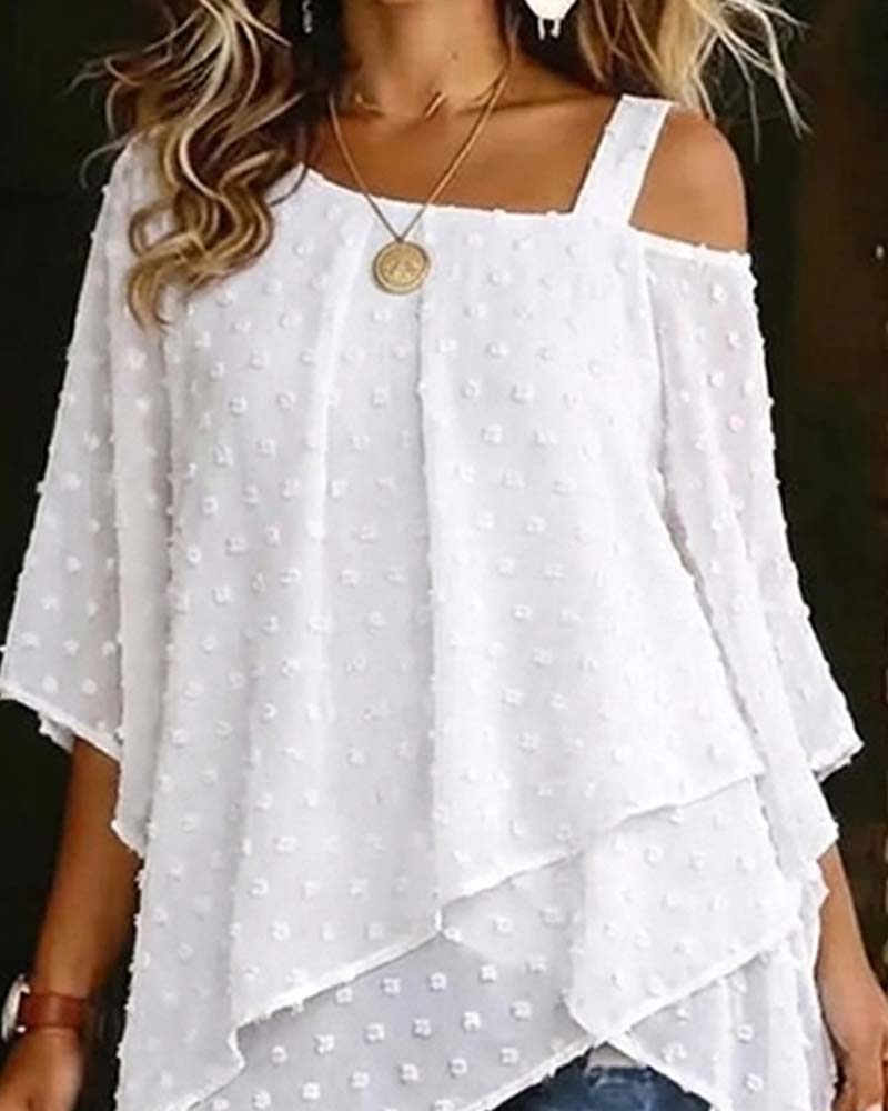 Three-Dimensional Floral One-Shoulder Blouse