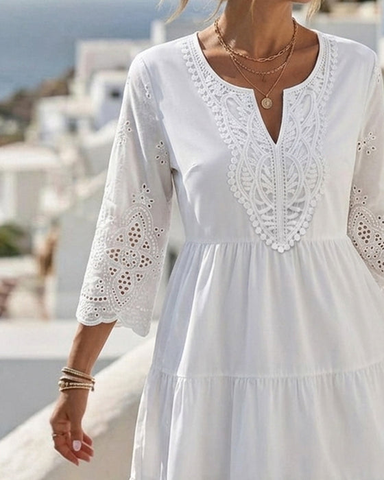 Cut-Out Tiered Midi A-Line Dresses