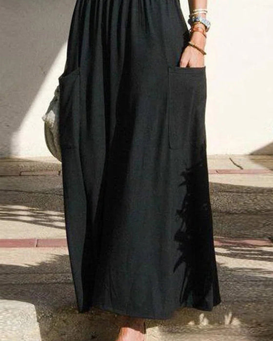 Pocket pleated slip dress