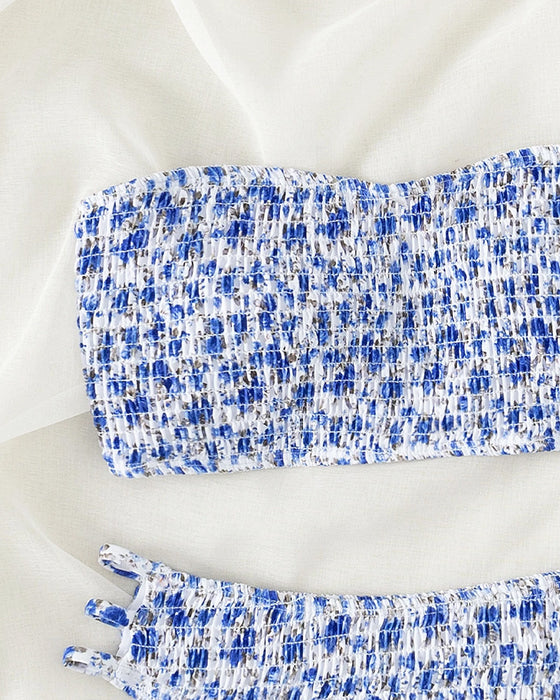 Tiny Floral Print Bandeau Bikini