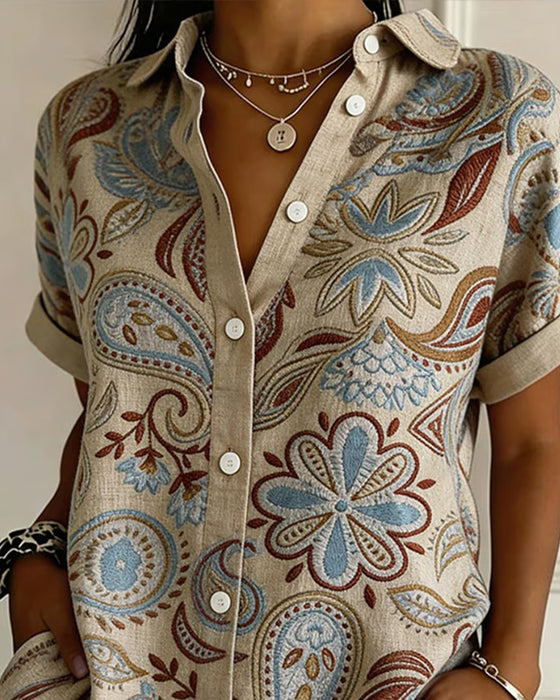 Paisley Pattern Lapel Shirt