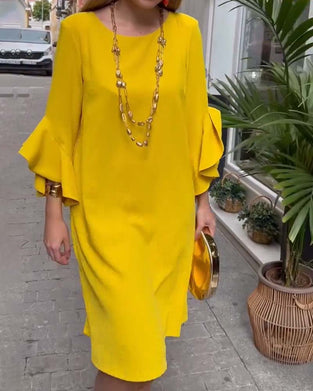 Ruffle Sleeve Shift Dress