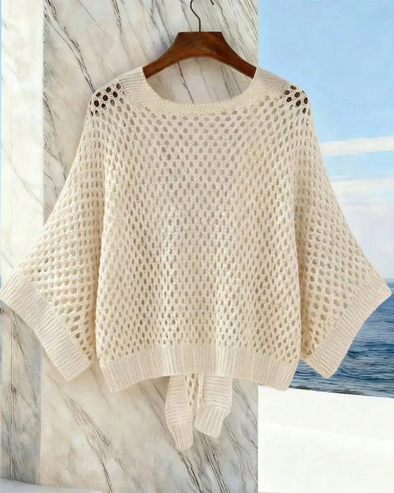 Tie-Front Hem Hollow Cardigan