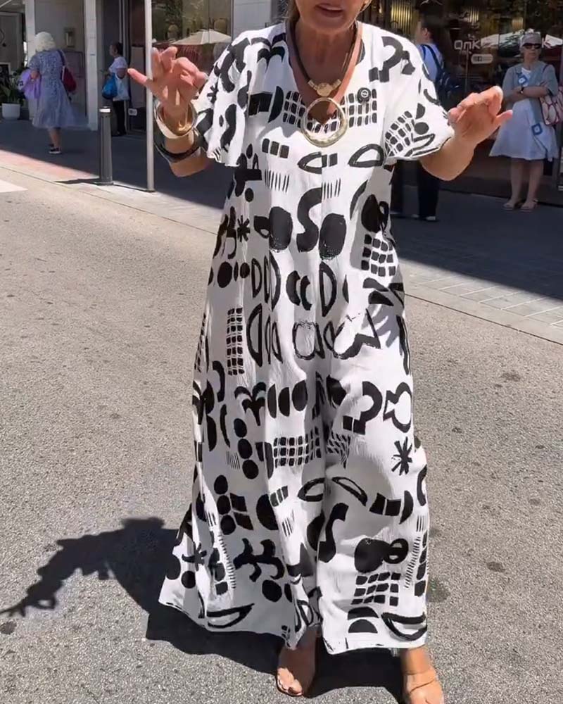 Abstract Graffiti Loose Jumpsuit
