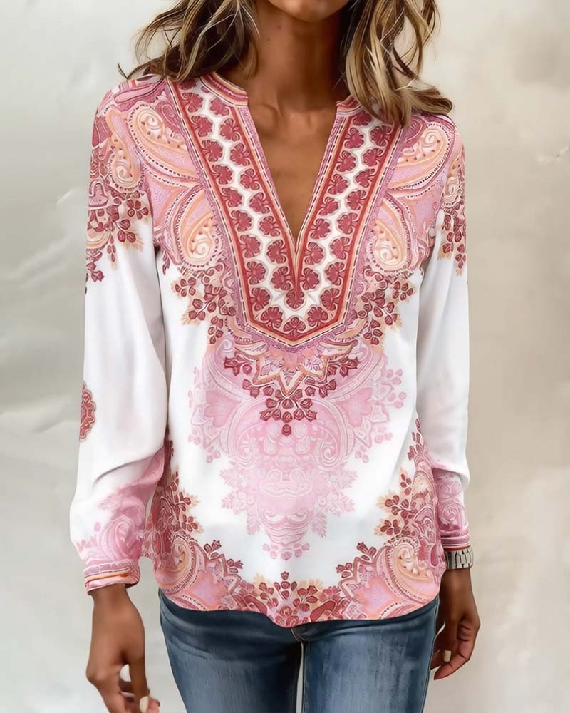 V-Neck Bohemian Loose Top