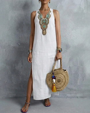 Sleeveless V-Neck Bohemian Long Dress