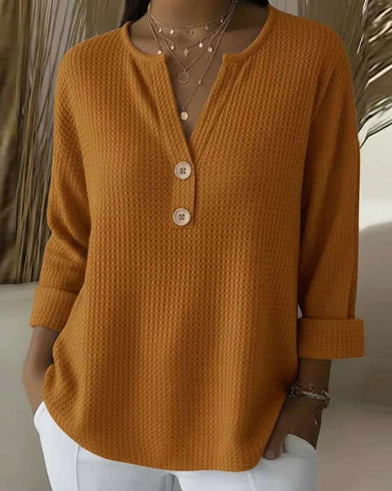 V-Neck Waffle Women's Top