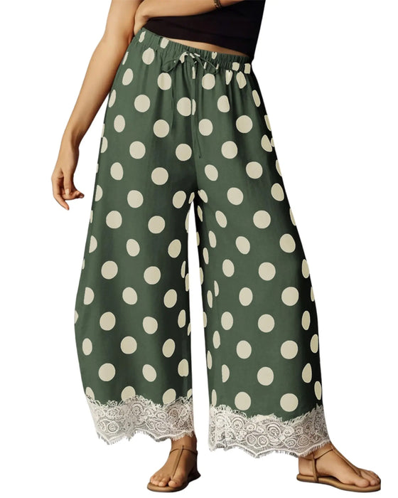 Large Polka Dot Lace Capri Pants