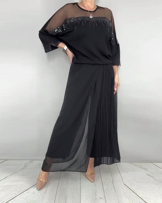 Mesh Splicing Loose Blouse