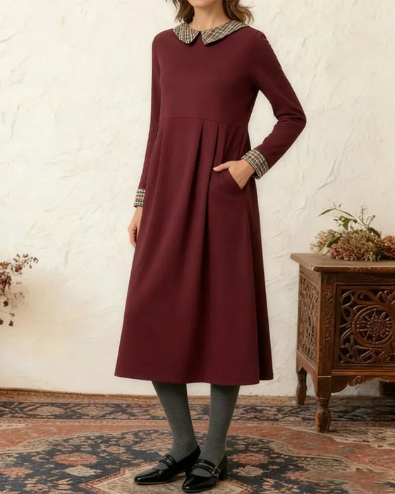 Plaid Patchwork Loose Dress