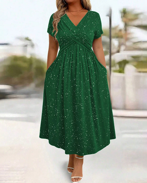 Knot V-Neck A-Line Dress