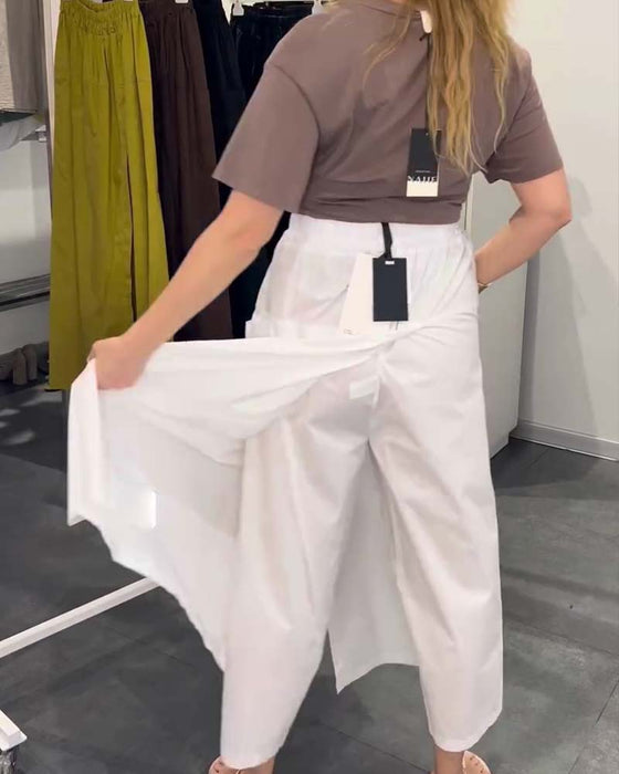 Casual Apron Style Ankle-Length Pants