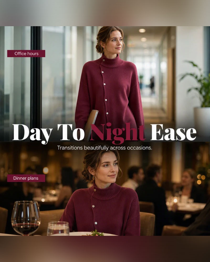 Turtleneck Single Breasted Cardigan