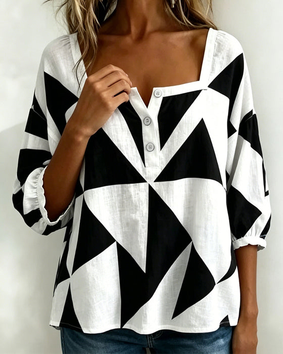 Casual Geometric Print Blouse