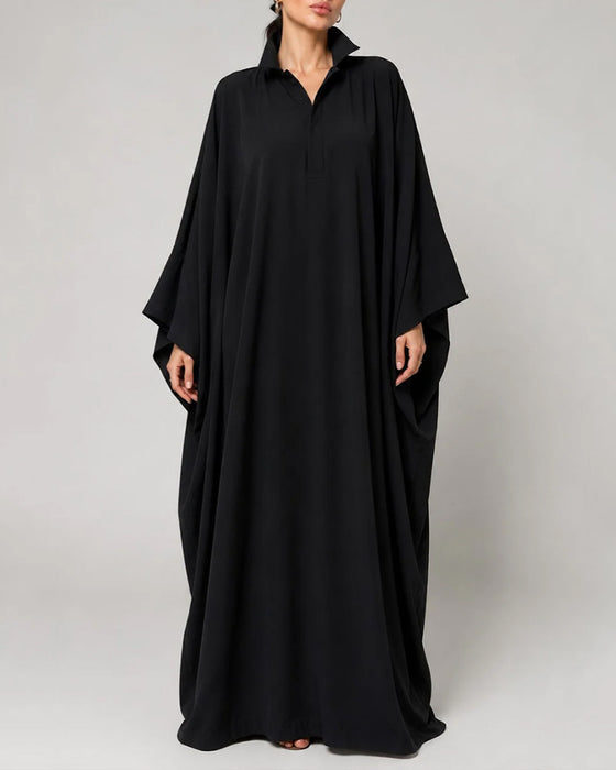 Lapel Batwing Sleeve Shirt Dress