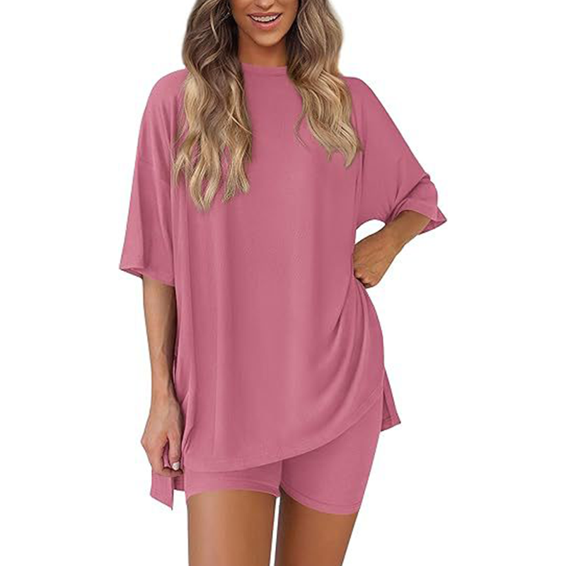 Relaxed Fit Solid Color Casual Set