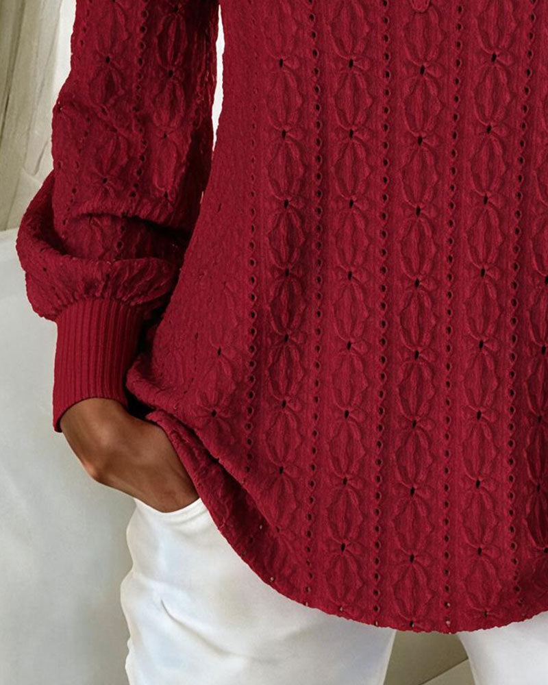 Solid Casual Long Sleeve Top