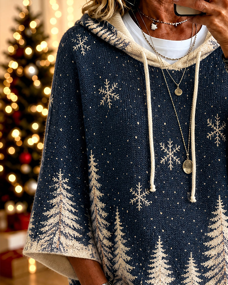 Hooded Snowflake Christmas Tree Pullover