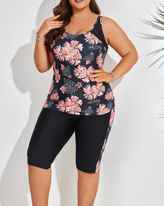 Vacation Print Sleeveless Tankini