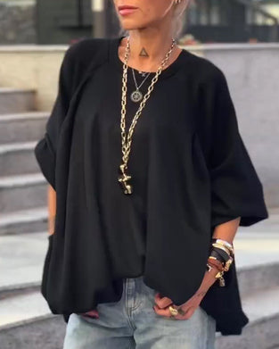 Solid Color Loose Irregular Top
