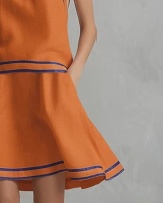 Halter Neck Contrast Dress