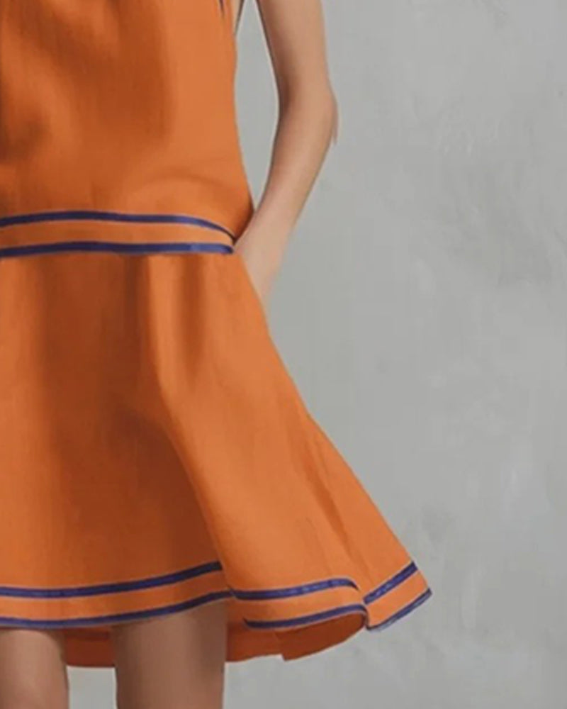 Halter Neck Contrast Dress