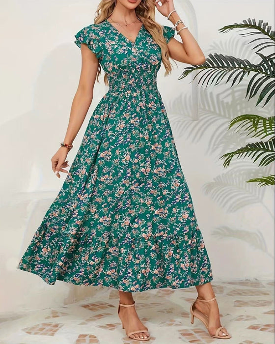 Floral Waist Tie Dress