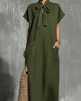 Short Sleeve Lace Up Dress