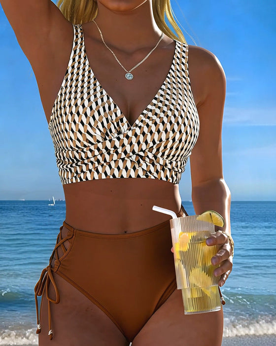 Geometric Print Tie Bikini