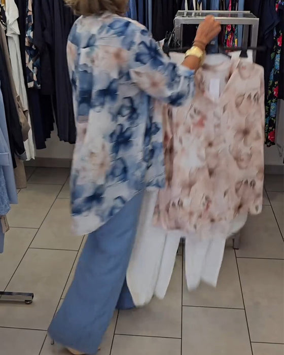 Watercolor Floral Casual Blouse