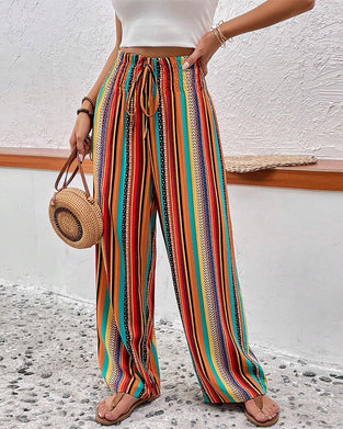 Colorful drawstring casual pants