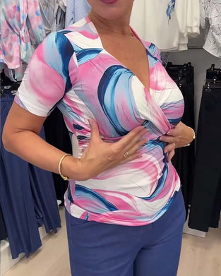 Cross Deep V Printed T-Shirt