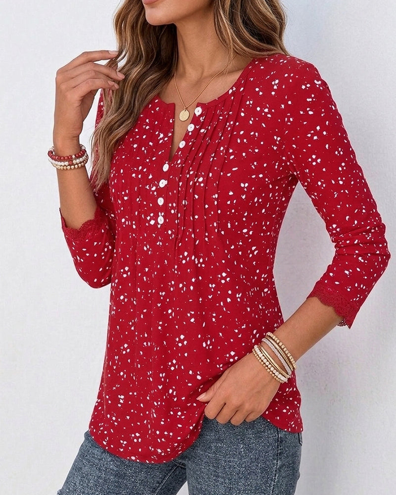 Lace Casual Long Sleeve Top