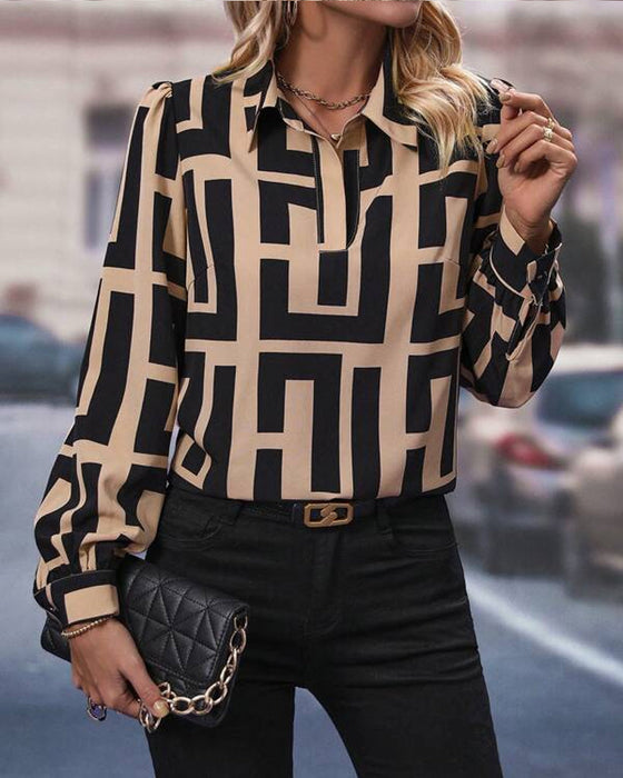 Letter graphic long sleeve blouse