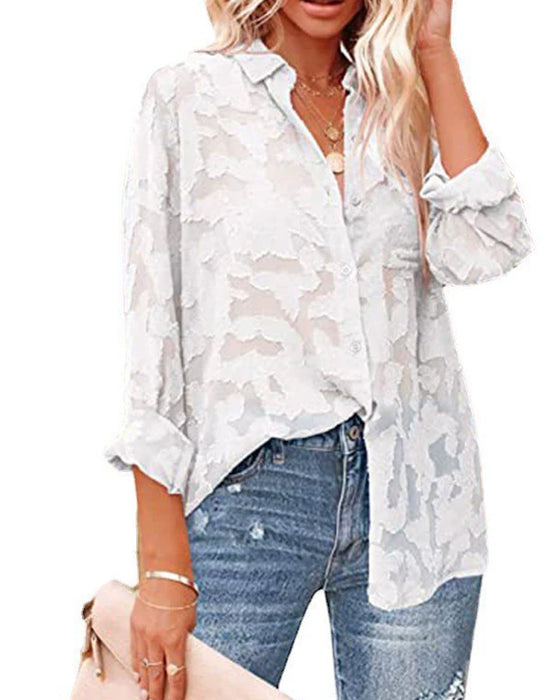 Chiffon Jacquard Sheer Blouse
