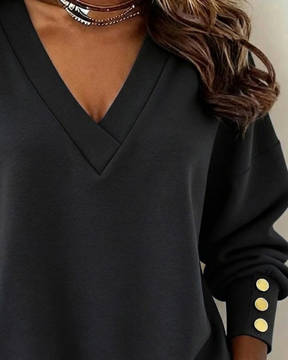 Stylish V-Neck Horseshoe Sleeve Top